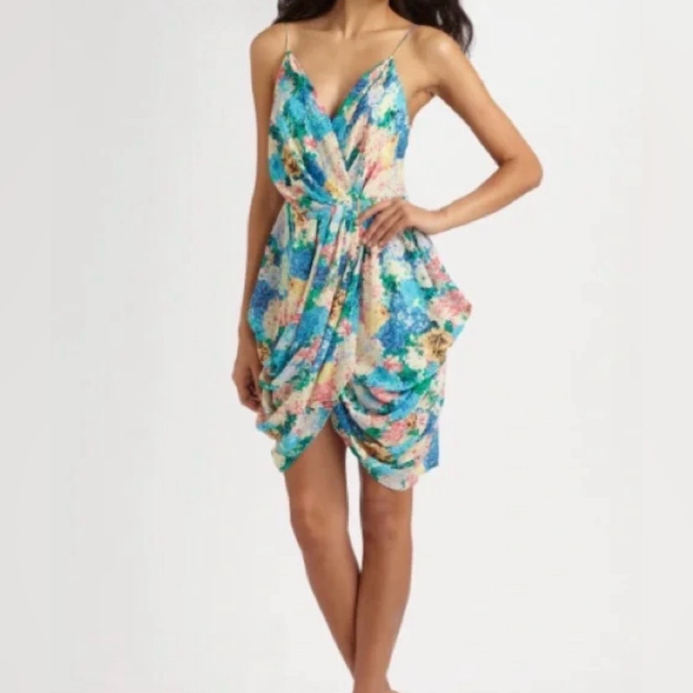 Zimmerman 100% Silk Blue Multi Floral Tulip Mini Wrap Dress Zimmerman Size 0 US4
